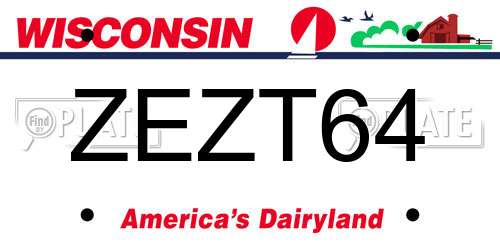 ZEZT64 Wisconsin License Plate