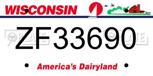 ZF33690 Wisconsin License Plate