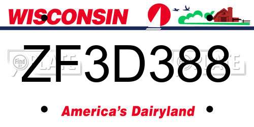 ZF3D388 Wisconsin License Plate