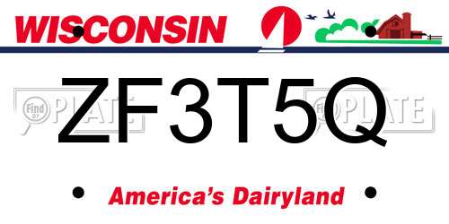 ZF3T5Q Wisconsin License Plate