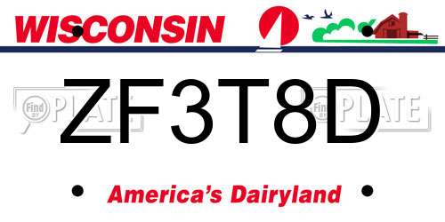 ZF3T8D Wisconsin License Plate