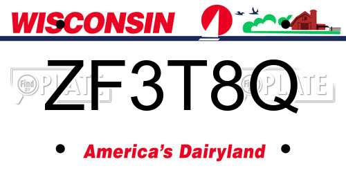 ZF3T8Q Wisconsin License Plate