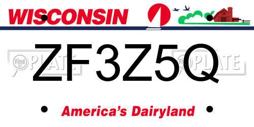 ZF3Z5Q Wisconsin License Plate