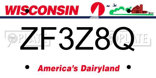 ZF3Z8Q Wisconsin License Plate
