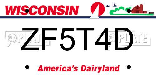 ZF5T4D Wisconsin License Plate