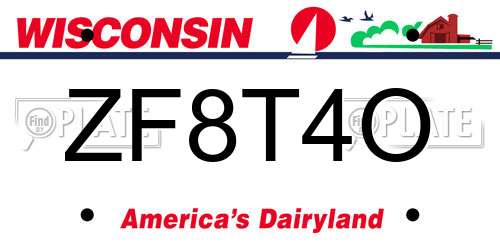 ZF8T4O Wisconsin License Plate