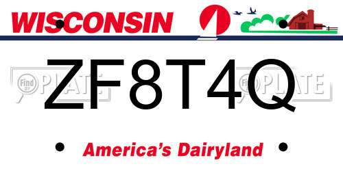 ZF8T4Q Wisconsin License Plate