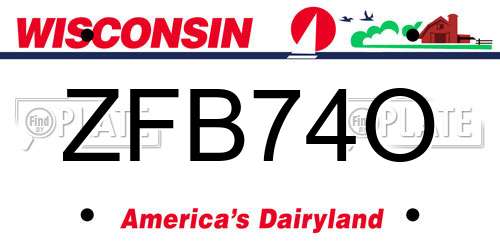 ZFB74O Wisconsin License Plate