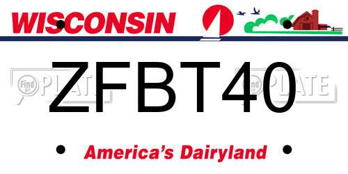 ZFBT40 Wisconsin License Plate