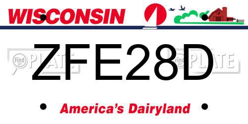ZFE28D Wisconsin License Plate