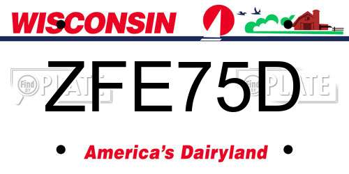 ZFE75D Wisconsin License Plate