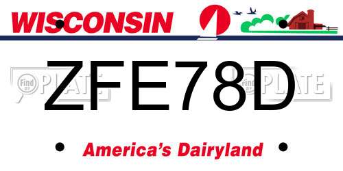 ZFE78D Wisconsin License Plate