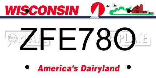 ZFE78O Wisconsin License Plate
