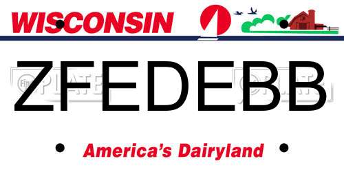 ZFEDEBB Wisconsin License Plate