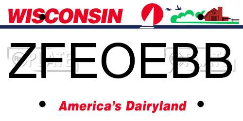 ZFEOEBB Wisconsin License Plate