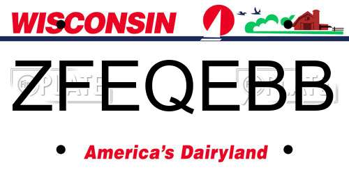 ZFEQEBB Wisconsin License Plate