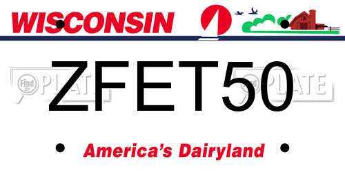 ZFET50 Wisconsin License Plate