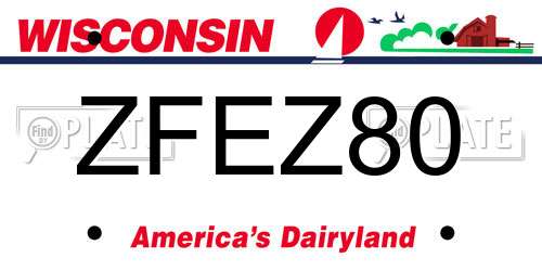 ZFEZ80 Wisconsin License Plate