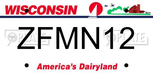 ZFMN12 Wisconsin License Plate