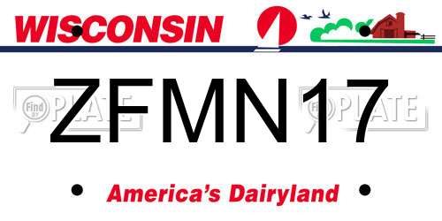 ZFMN17 Wisconsin License Plate