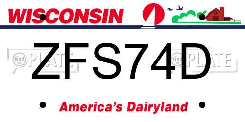 ZFS74D Wisconsin License Plate