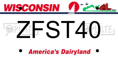 ZFST40 Wisconsin License Plate
