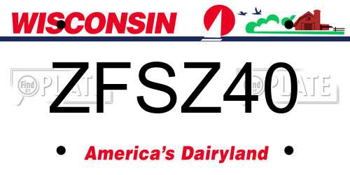 ZFSZ40 Wisconsin License Plate