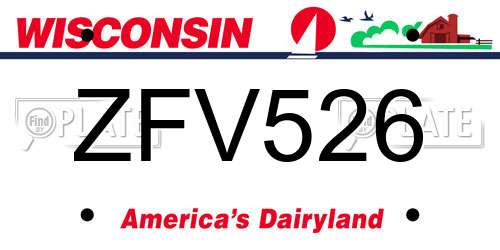 ZFV526 Wisconsin License Plate