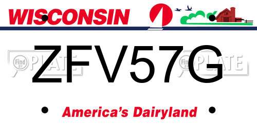 ZFV57G Wisconsin License Plate