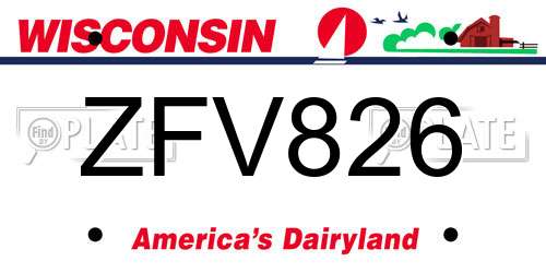 ZFV826 Wisconsin License Plate