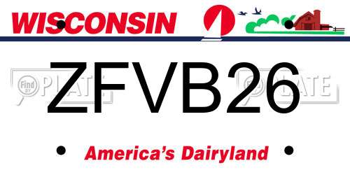 ZFVB26 Wisconsin License Plate