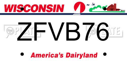 ZFVB76 Wisconsin License Plate