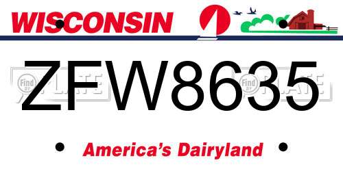 ZFW8635 Wisconsin License Plate