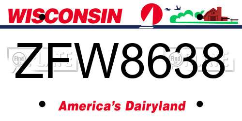 ZFW8638 Wisconsin License Plate