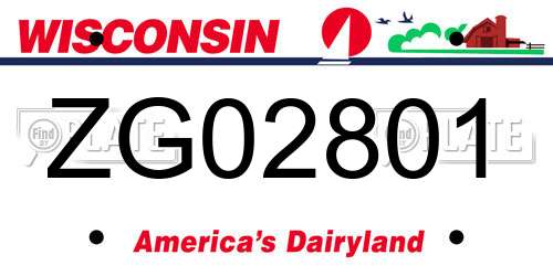 ZG02801 Wisconsin License Plate