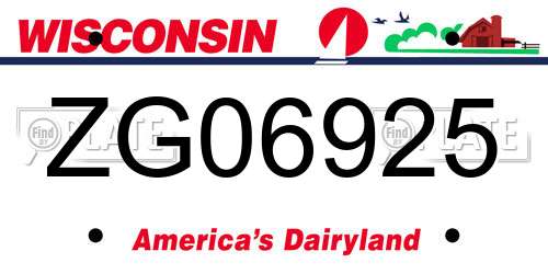 ZG06925 Wisconsin License Plate
