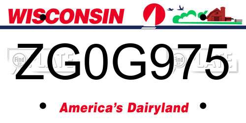 ZG0G975 Wisconsin License Plate