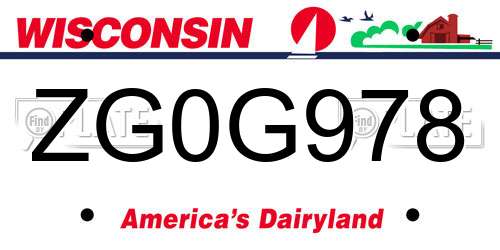 ZG0G978 Wisconsin License Plate