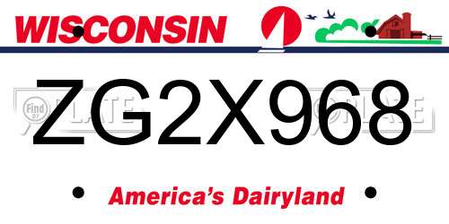 ZG2X968 Wisconsin License Plate