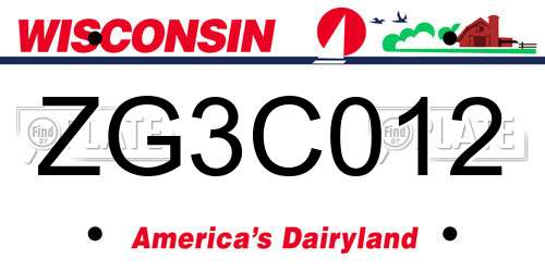 ZG3C012 Wisconsin License Plate