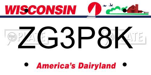 ZG3P8K Wisconsin License Plate