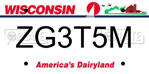 ZG3T5M Wisconsin License Plate