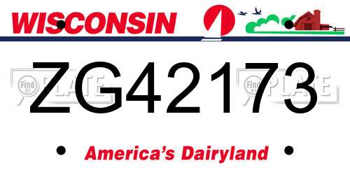 ZG42173 Wisconsin License Plate