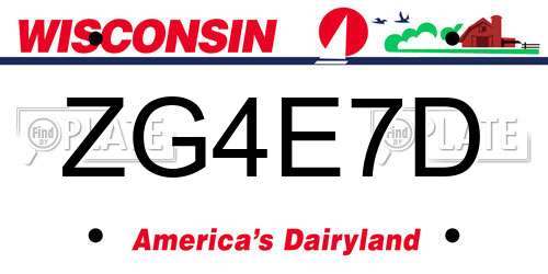 ZG4E7D Wisconsin License Plate