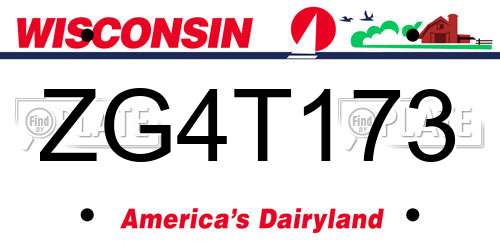 ZG4T173 Wisconsin License Plate