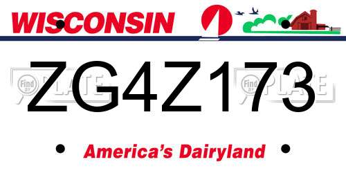 ZG4Z173 Wisconsin License Plate