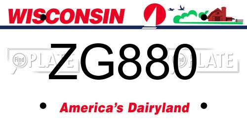 ZG880 Wisconsin License Plate