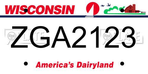 ZGA2123 Wisconsin License Plate