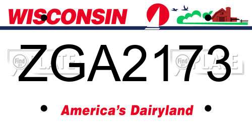ZGA2173 Wisconsin License Plate