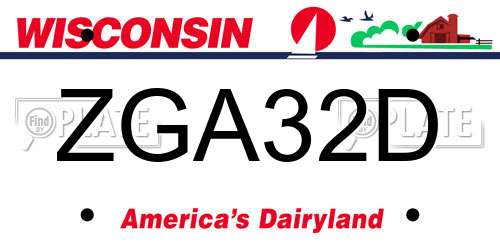 ZGA32D Wisconsin License Plate